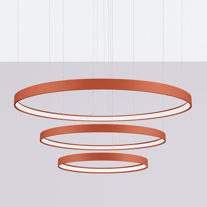 Lustre anneau RIO ocre rouge éteinte, suspendu