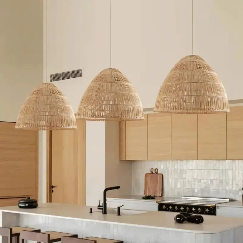 Suspension en bambou tressé design naturel bohème