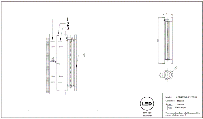 Schéma d'installation du luminaire