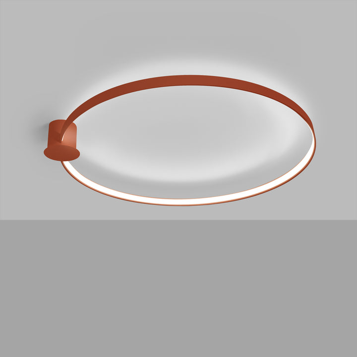 Plafonnier anneau RIO ocre rouge allumée, au plafond