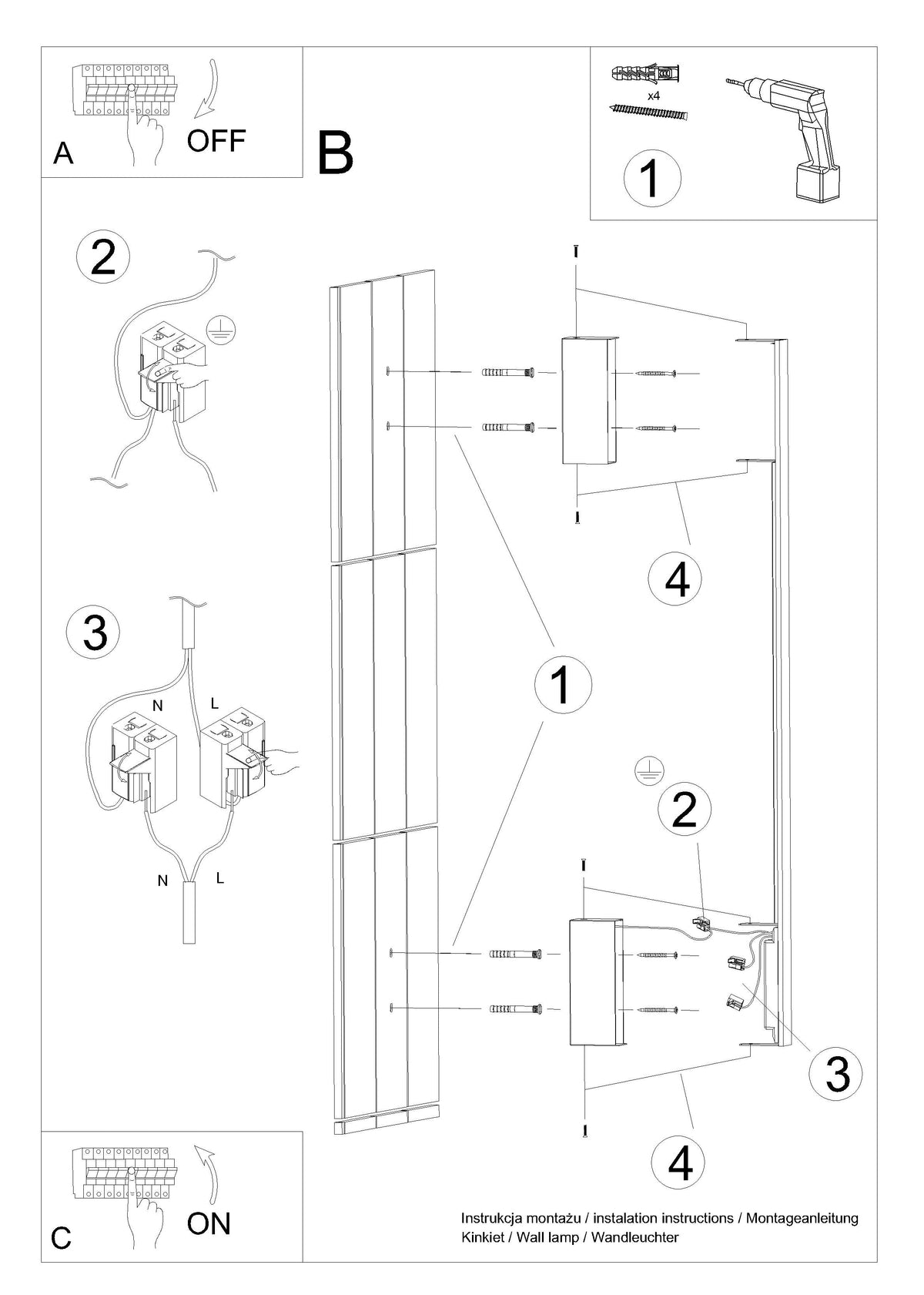 Schéma d'installation du luminaire