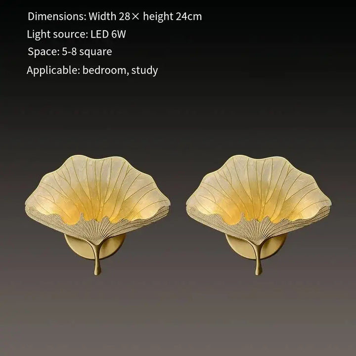 Applique murale moderne en forme de feuille dorée élégance
