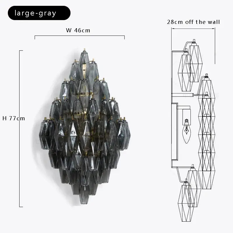 Applique design en verre fumé gris style art déco élégance