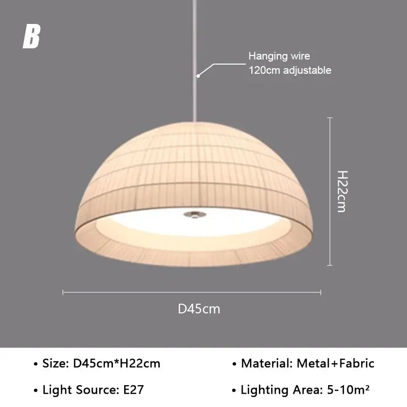 Suspension métal et tissu design élégant blanc chic