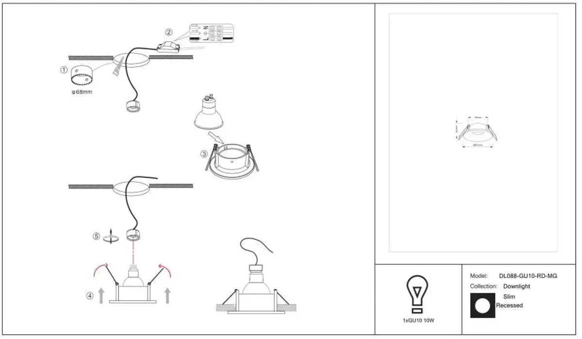 Schéma d'installation du luminaire