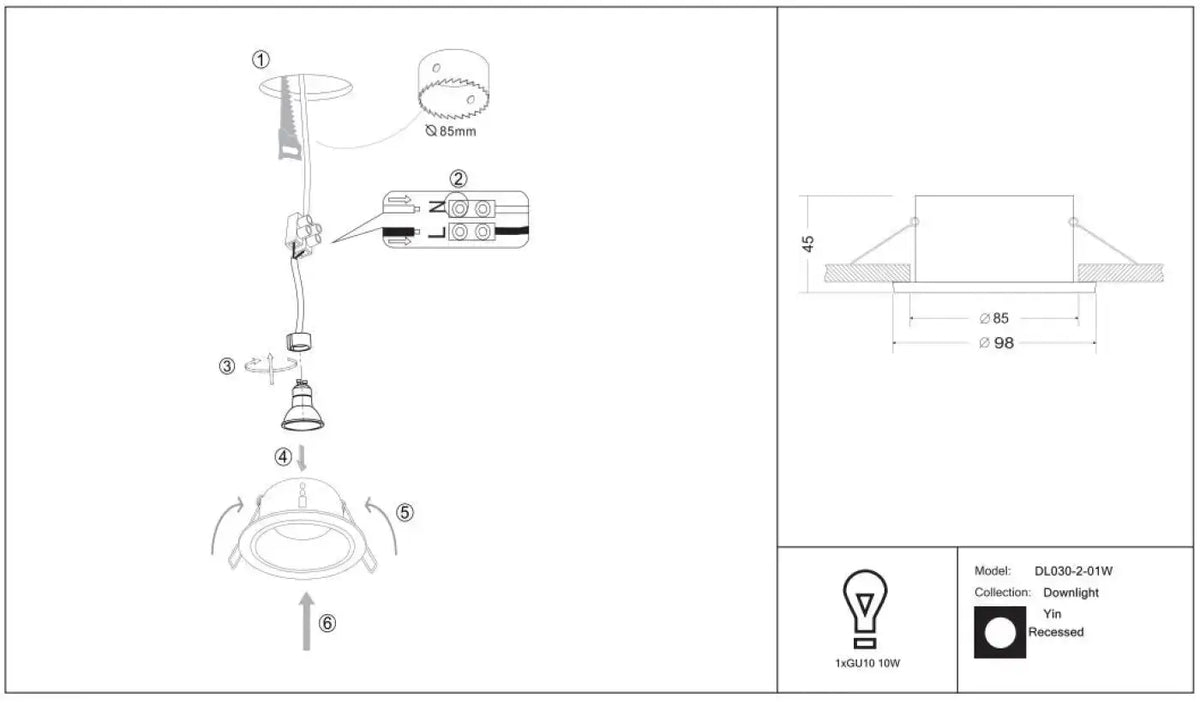 Schéma d'installation du luminaire