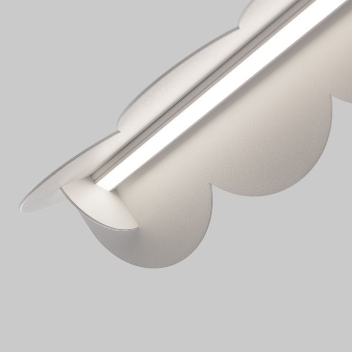 Suspension BISCUIT blanc allumée, bandeau LED
