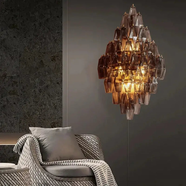 Applique design en verre fumé gris style art déco élégance