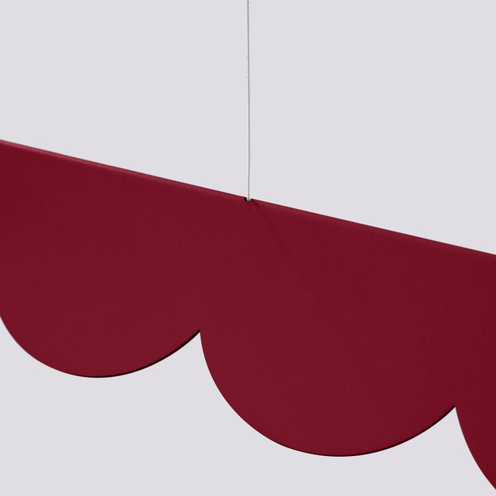 Suspension BISCUIT bordeaux allumée, bandeau LED
