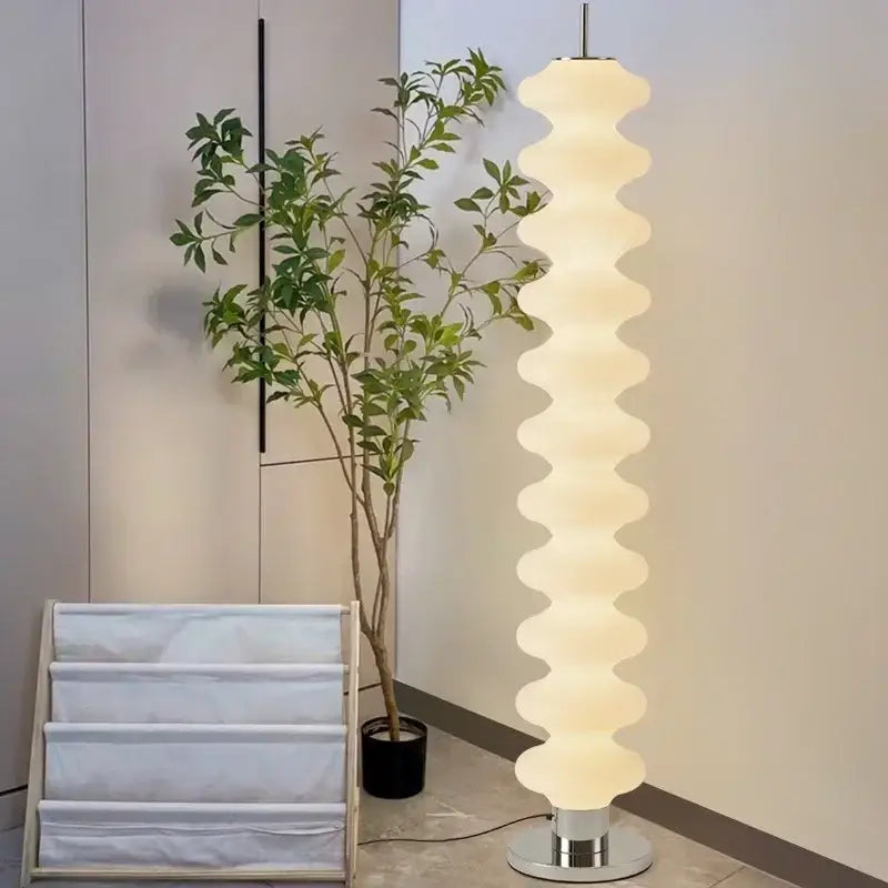 Lampadaire design ondulé lumineux blanc moderne led