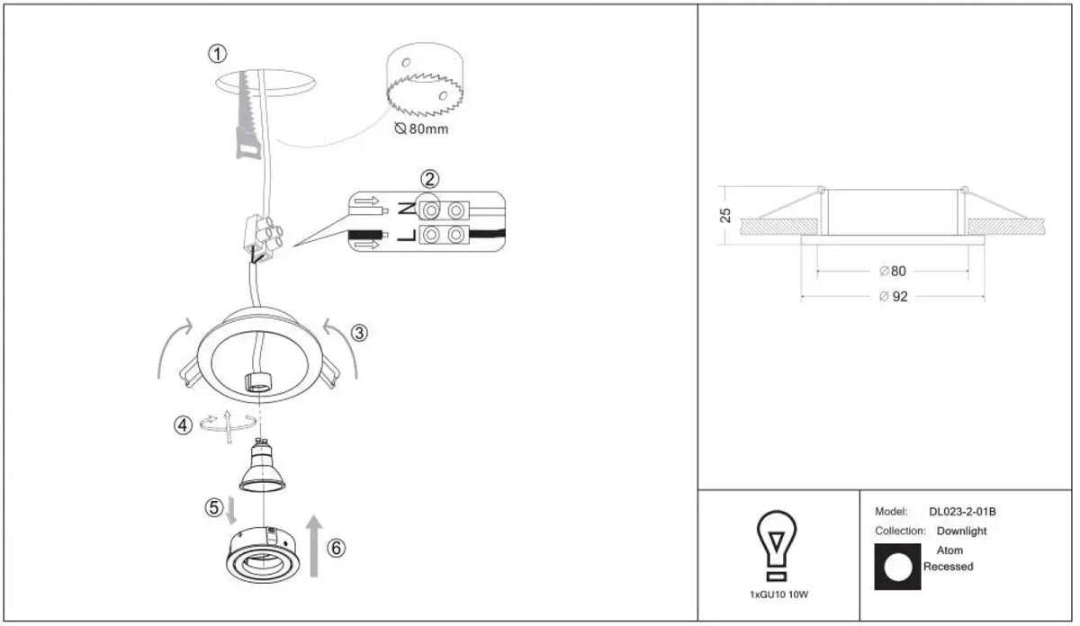 Schéma d'installation du luminaire