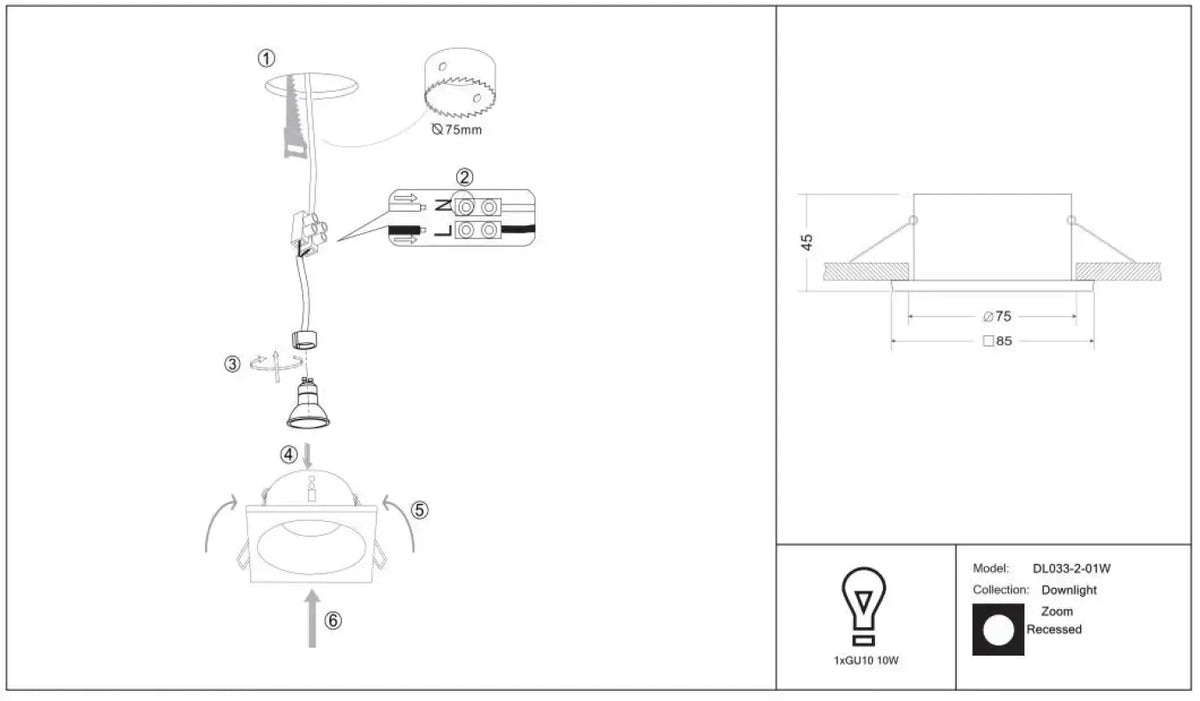 Schéma d'installation du luminaire