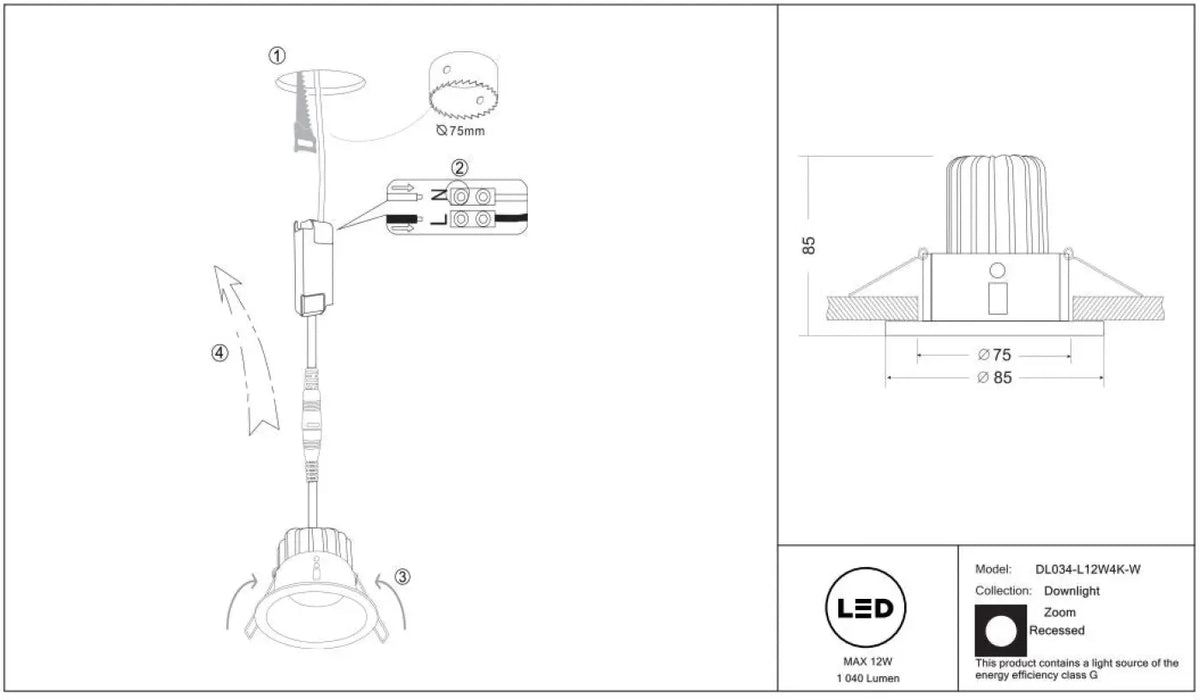 Schéma d'installation du luminaire