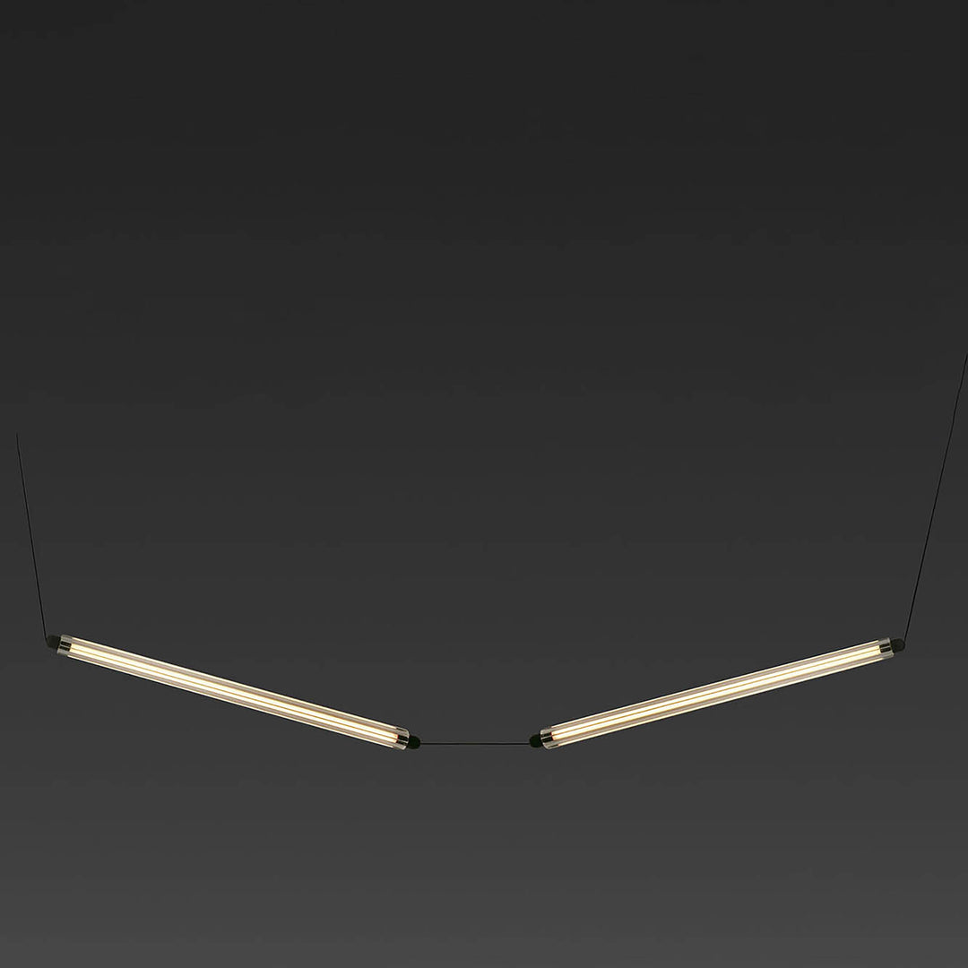 Suspension LED Lumina 600 noire de Faro Barcelona, 2 modules en courbe, encastrable sans cadre