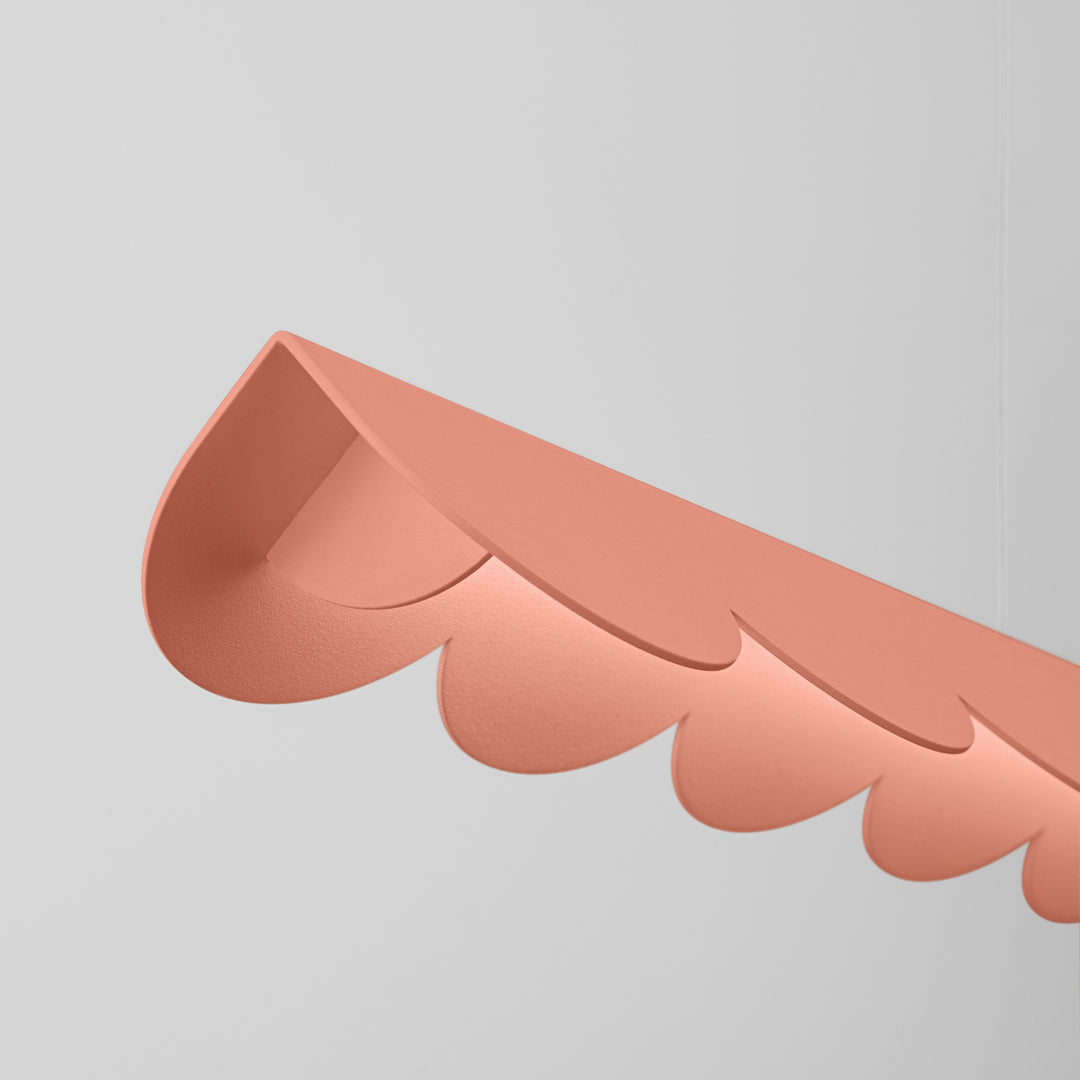 Suspension BISCUIT pêche allumée, détail des festons