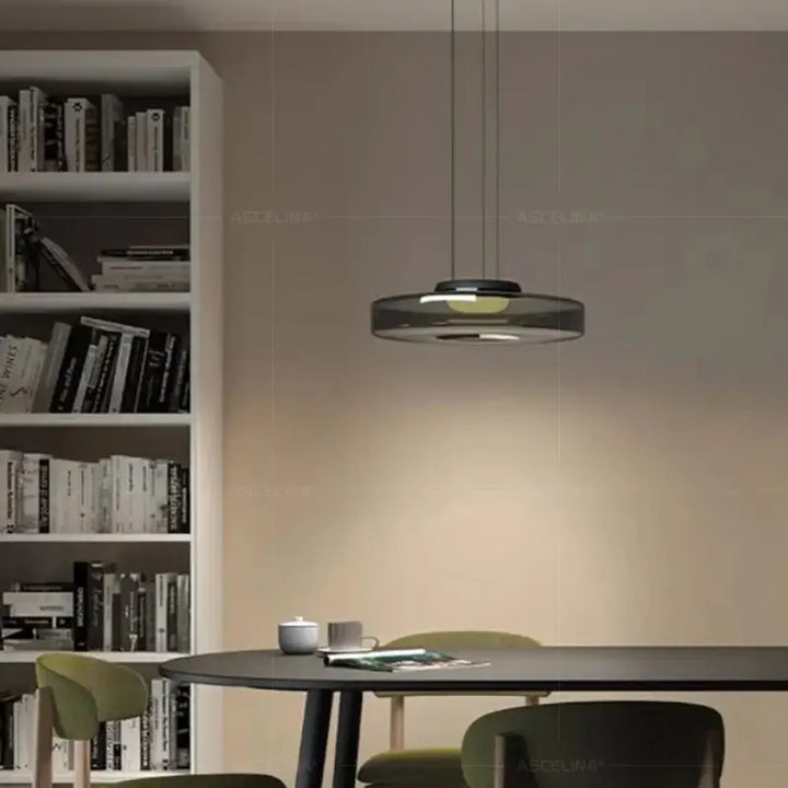 Suspension luminaire design moderne métal et verre clair