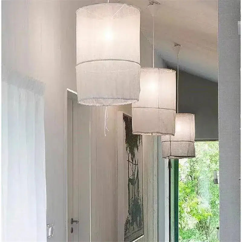 Suspension luminaire au design minimaliste en tissu blanc chic