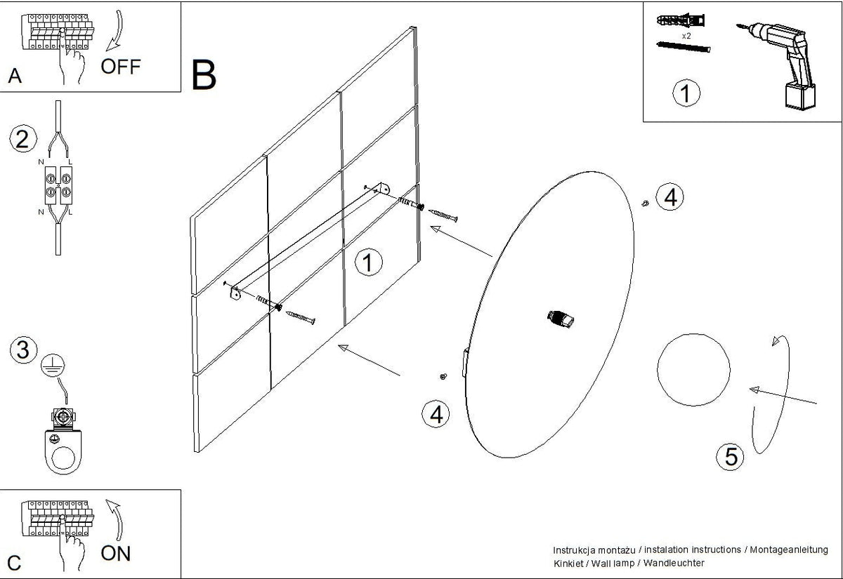 Schéma d'installation du luminaire