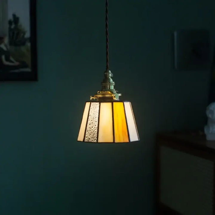 Suspension vintage en verre et cuivre design éclatant chic