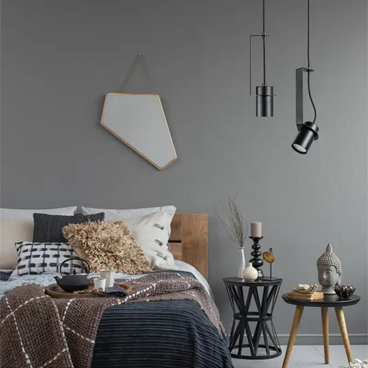 Suspension cylindrique noire minimaliste moderne chic