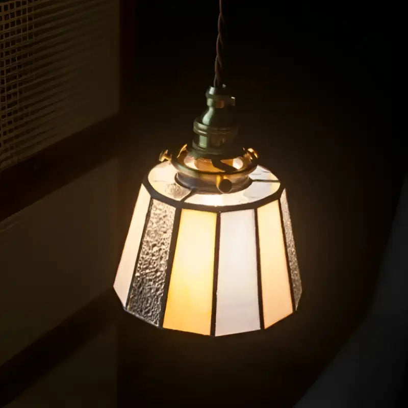 Suspension vintage en verre et cuivre design éclatant chic