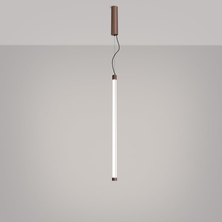 Suspension tube TRANG marron allumée, suspendue