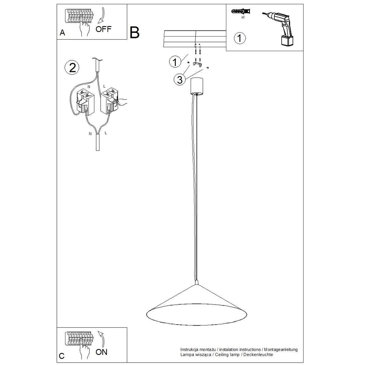 Schéma d'installation du luminaire