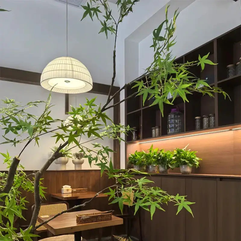 Suspension métal et tissu design élégant blanc chic