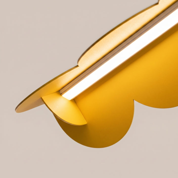 Suspension BISCUIT jaune allumée, bandeau LED