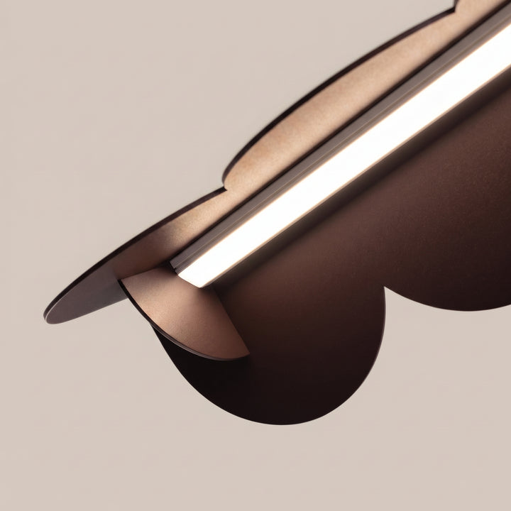 Suspension BISCUIT marron allumée, bandeau LED