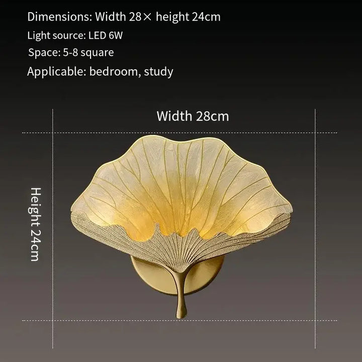Applique murale moderne en forme de feuille dorée élégance