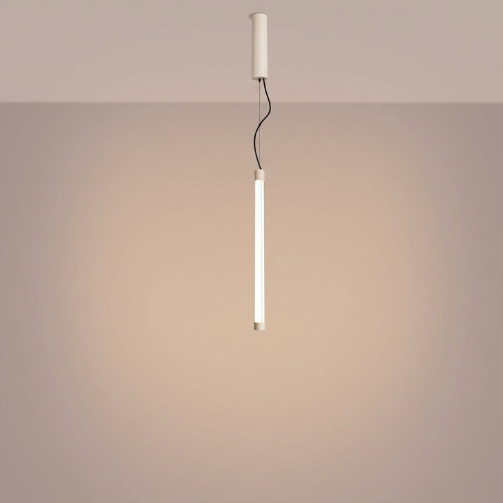 Suspension tube TRANG beige allumée, suspendue