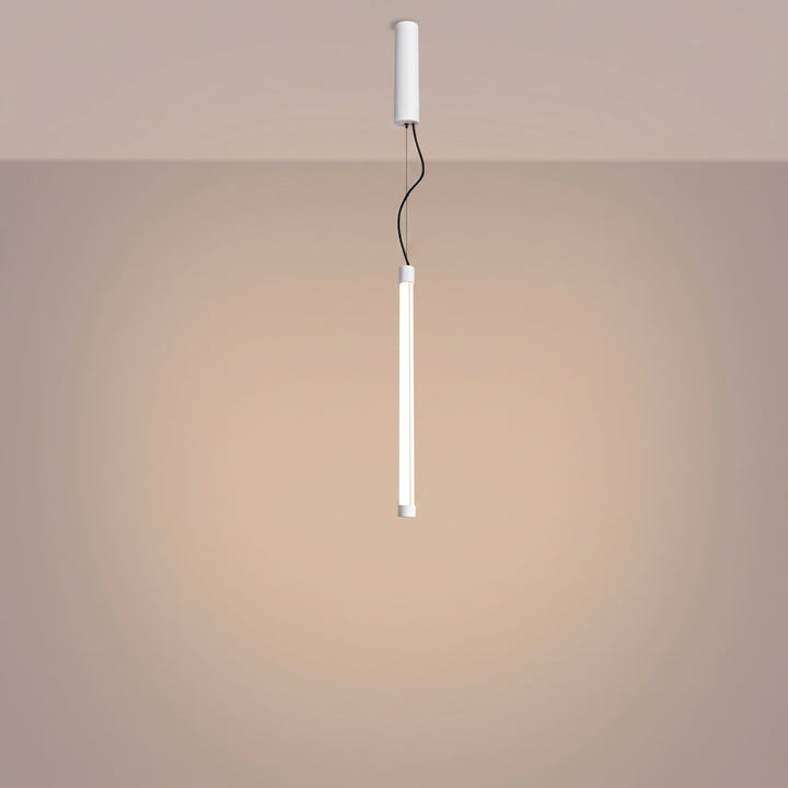 Suspension tube TRANG blanc allumée, suspendue