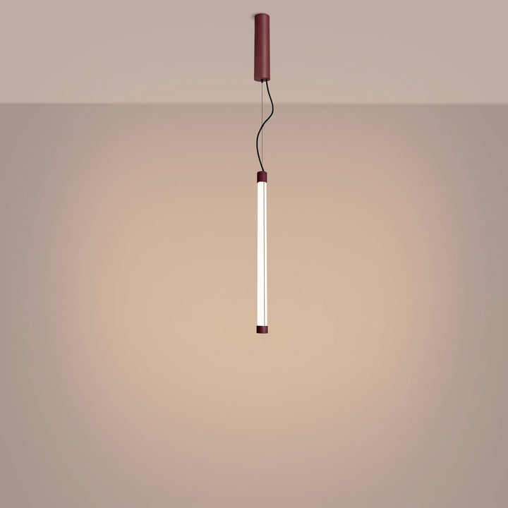 Suspension tube TRANG bordeaux allumée, suspendue