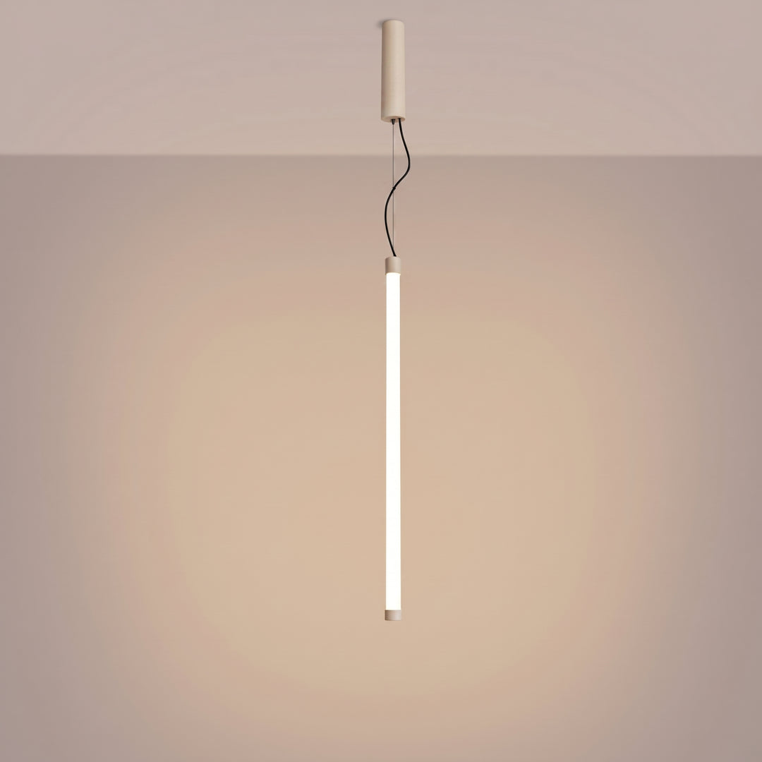 Suspension tube TRANG beige allumée, suspendue