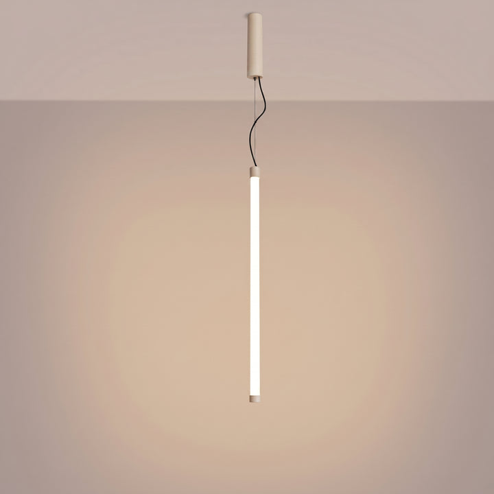 Suspension tube TRANG beige allumée, suspendue