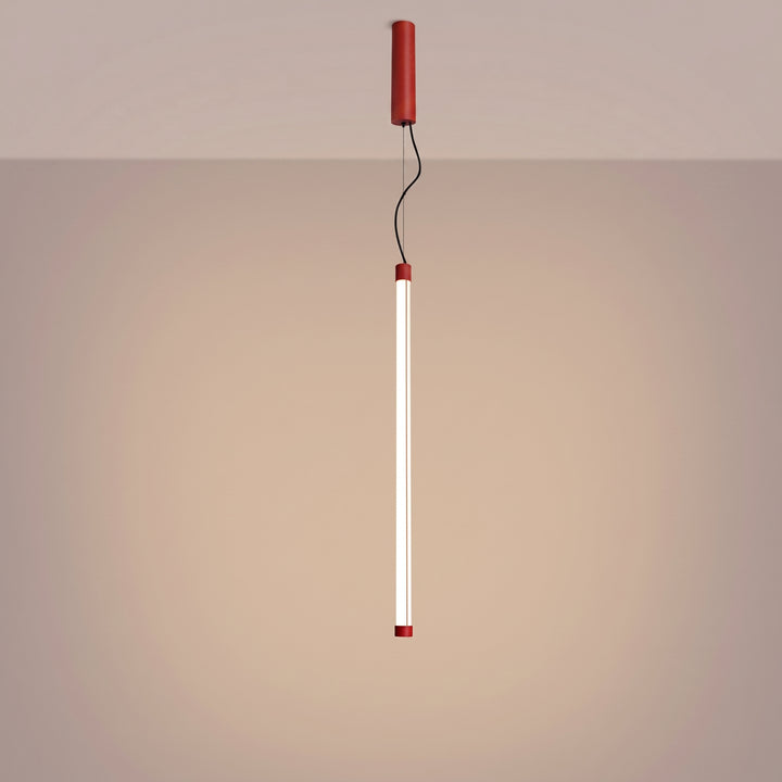 Suspension tube TRANG rouge allumée, suspendue
