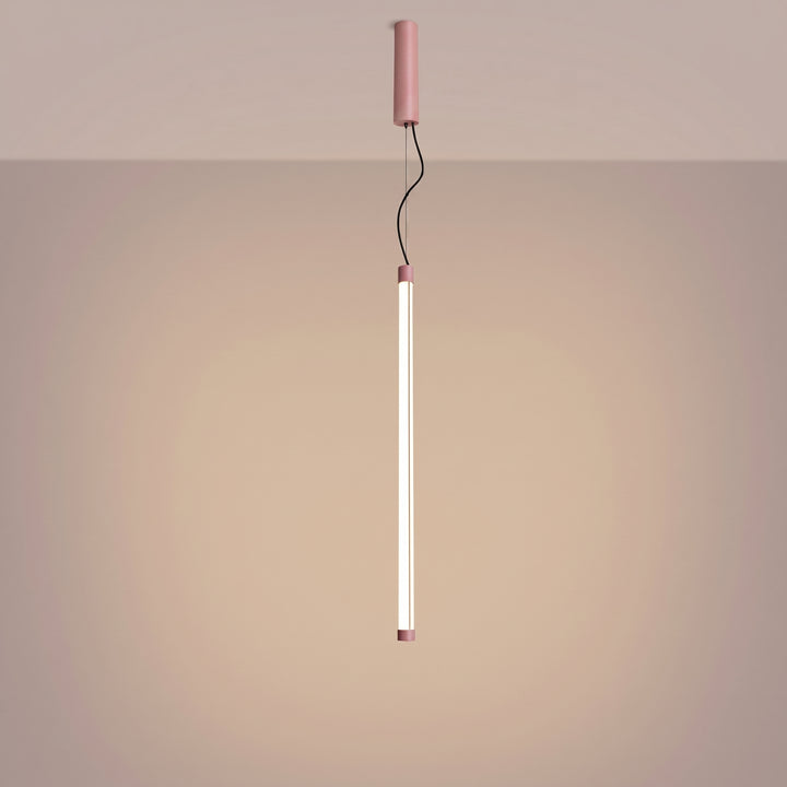 Suspension tube TRANG rose allumée, suspendue