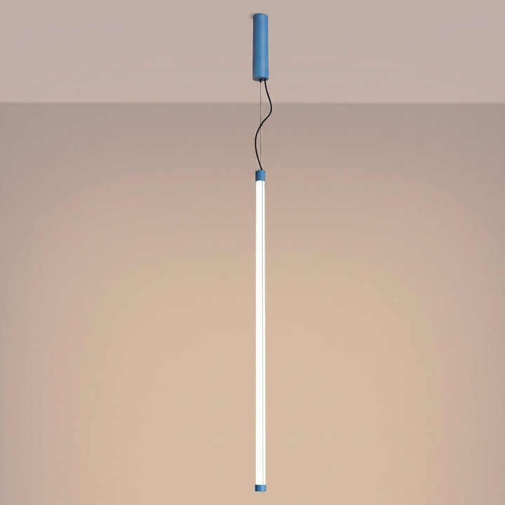 Suspension tube TRANG bleu clair allumée, suspendue