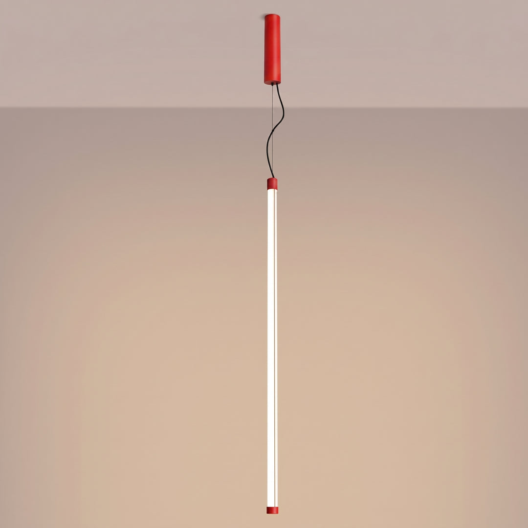 Suspension tube TRANG rouge allumée, suspendue