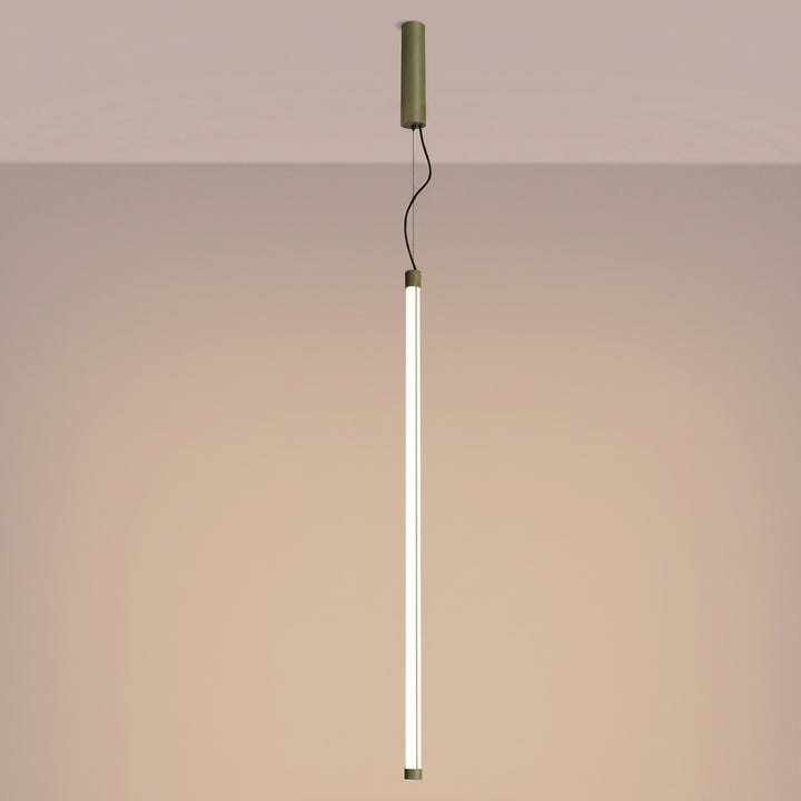 Suspension tube TRANG vert olive allumée, suspendue