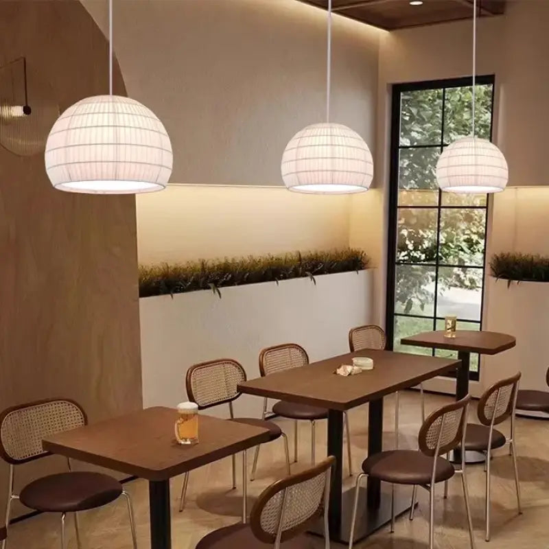 Suspension métal et tissu design élégant blanc chic