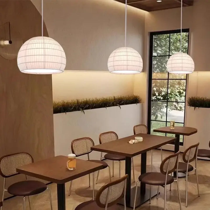 Suspension métal et tissu design élégant blanc chic