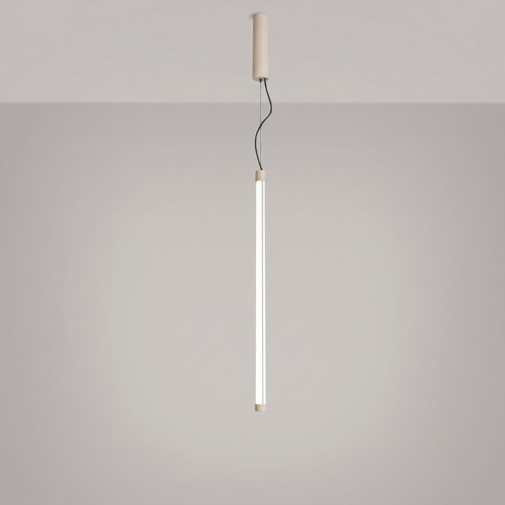 Suspension tube TRANG beige allumée, suspendue