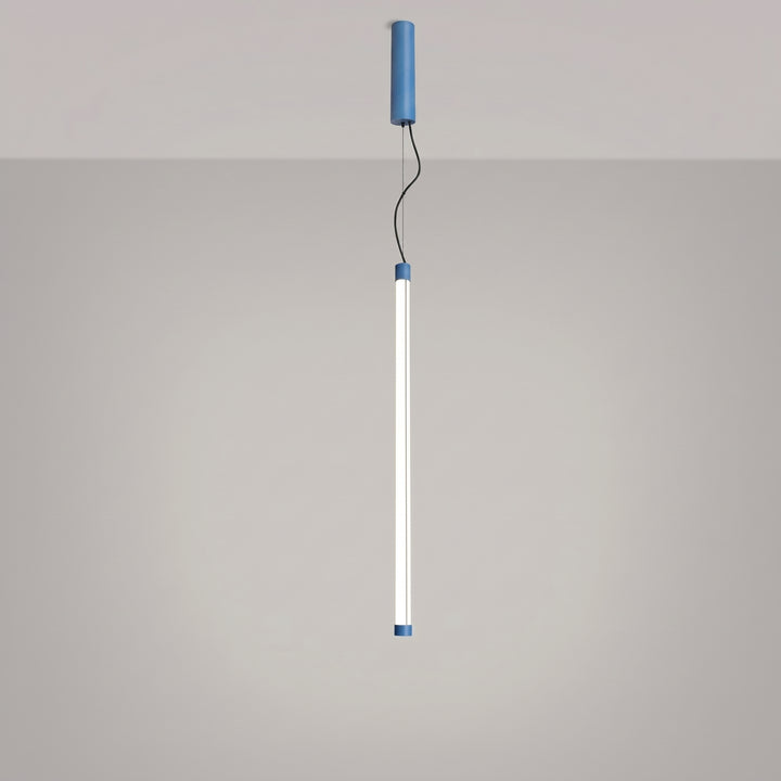 Suspension tube TRANG bleu clair allumée, suspendue