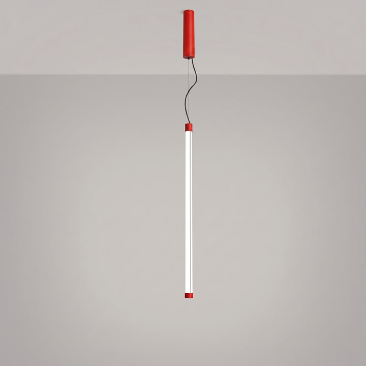 Suspension tube TRANG rouge allumée, suspendue