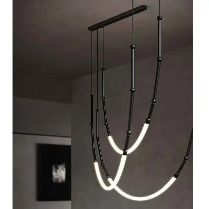 Suspension led moderne minimaliste à câbles lumineux noir