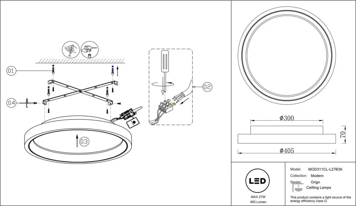 Schéma d'installation du luminaire