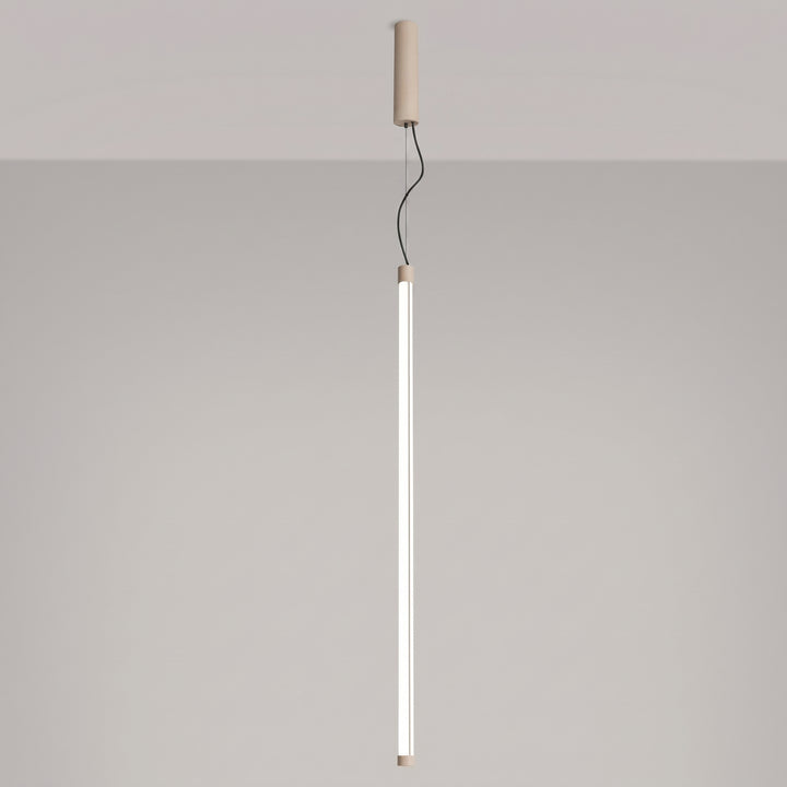 Suspension tube TRANG beige allumée, suspendue