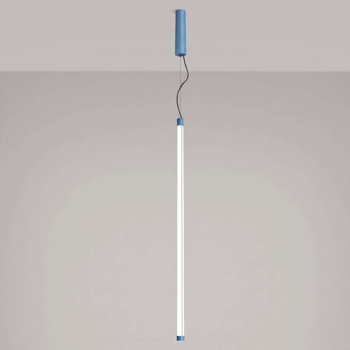 Suspension tube TRANG bleu clair allumée, suspendue